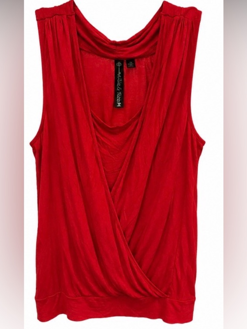 Alice & Trixie Red Draped Sleeveless Top 1X